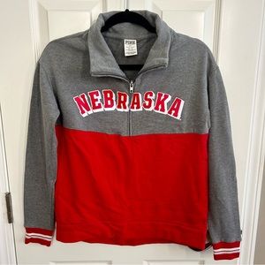 PINK Victoria’s Secret Nebraska Huskers pullover sweatshirt quarter zip XS red
